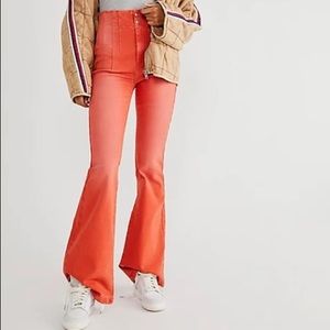 Free People Jayde Flare Jeans in Orange